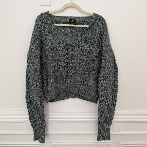 LINE THE LABEL Sweaters - LINE The Label Women's Chunky Knit Oversized Sweater Size M Gray Green Comfy